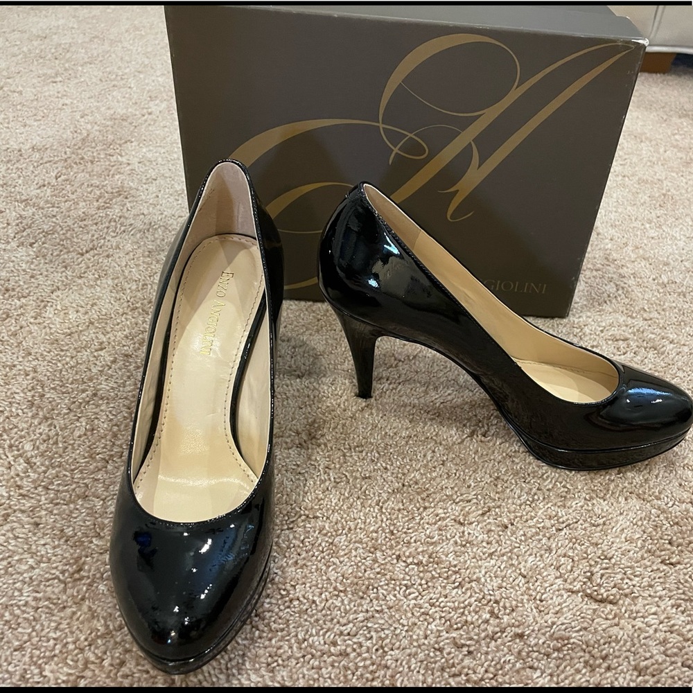 Enzo Angiolini Black Patent Platform Heels 6.5